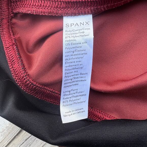 Spanx Pencil Skirt Sz L Brick Red High Waist Stretch Shaping Faux Leather - Picture 7 of 9